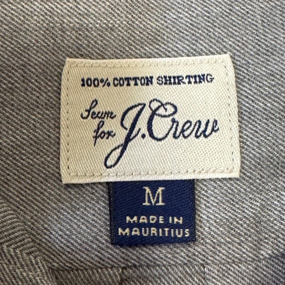 J.Crew Mens Slim Fit Cotton‎ Shirting Button Down Grey Twill Long Sleeve Shirt M